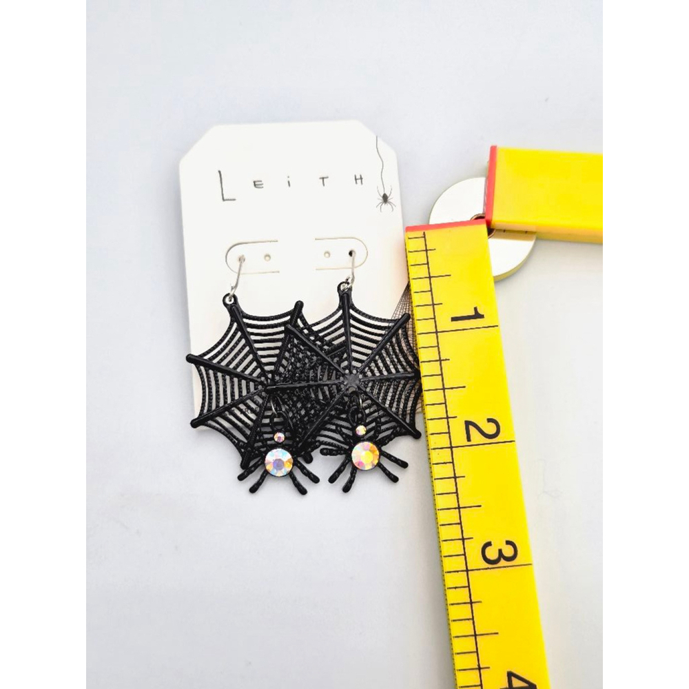 Leith Black Spider Web Hook Earrings, Halloween, Goth, Fun NWT - Picture 3 of 3